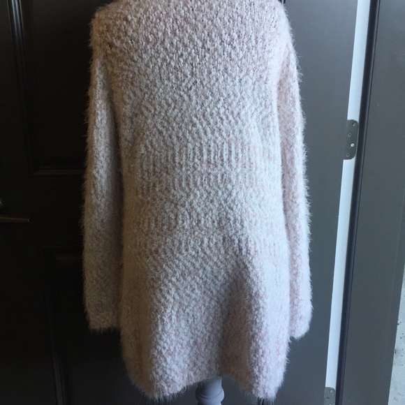 Cleo eyelash fluffy knit cardigan light pink EUC Sz S - Picture 10 of 13